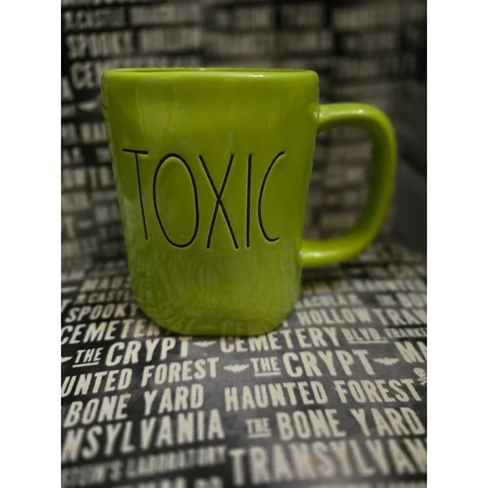 NWT Rae Dunn Toxic Neon Green Coffee Mug Halloween